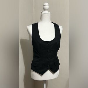 Maurices Black & White Pinstripe Button-Down Vest